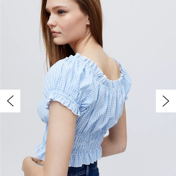 Lisa Says Gah Light Blue Gingham Blouse - Picture 2 of 6